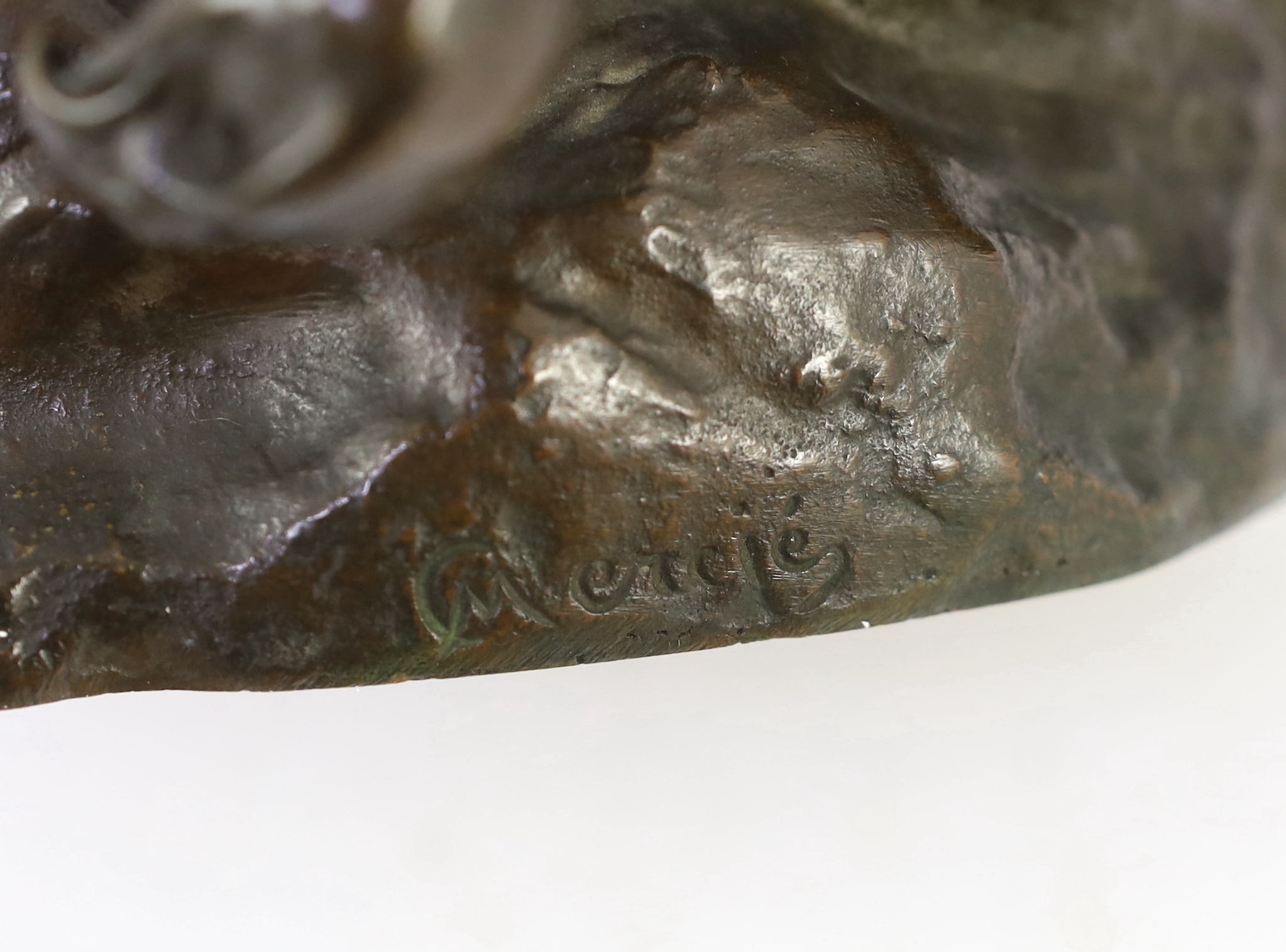 Marius-Jean-Antonin Mercié (French, 1845-1916). A bronze figure of Napoleon déchu, 50cm high